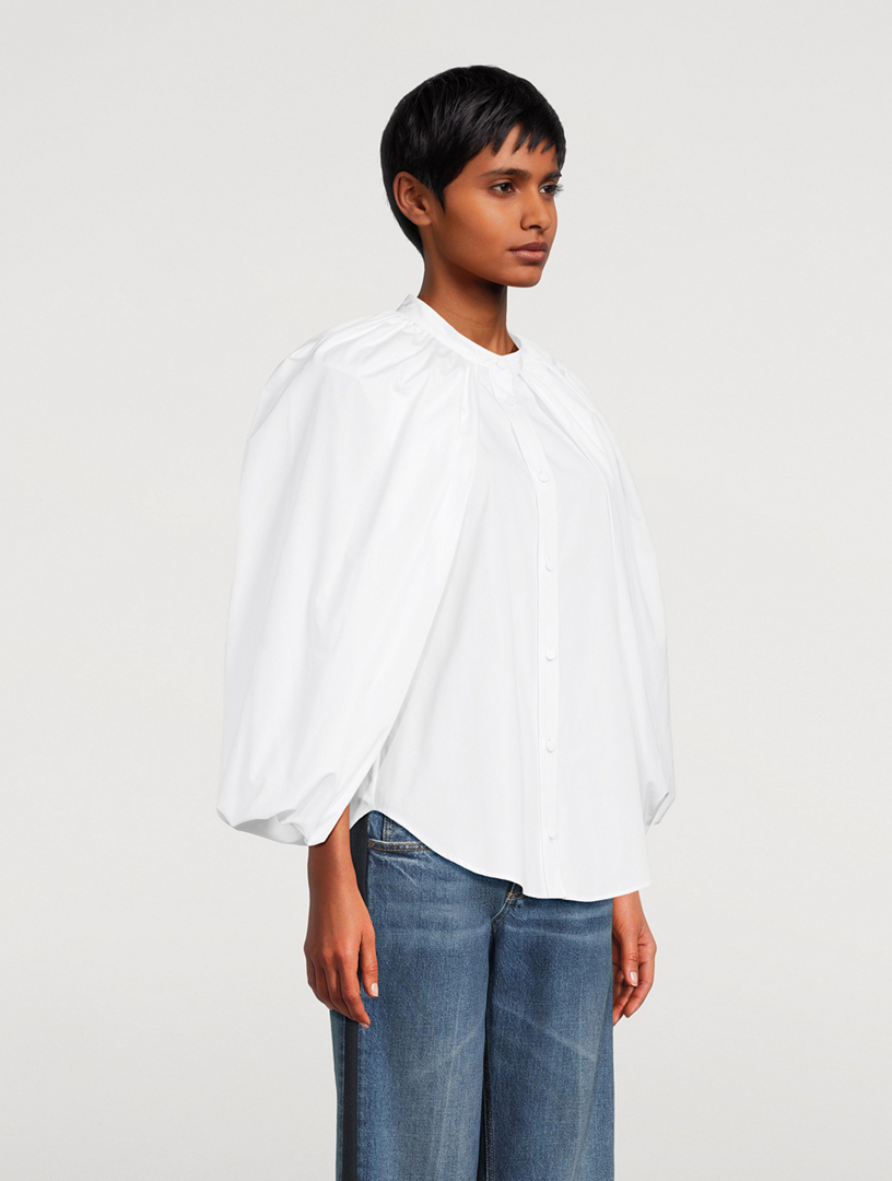 Cape-Sleeve Poplin Shirt