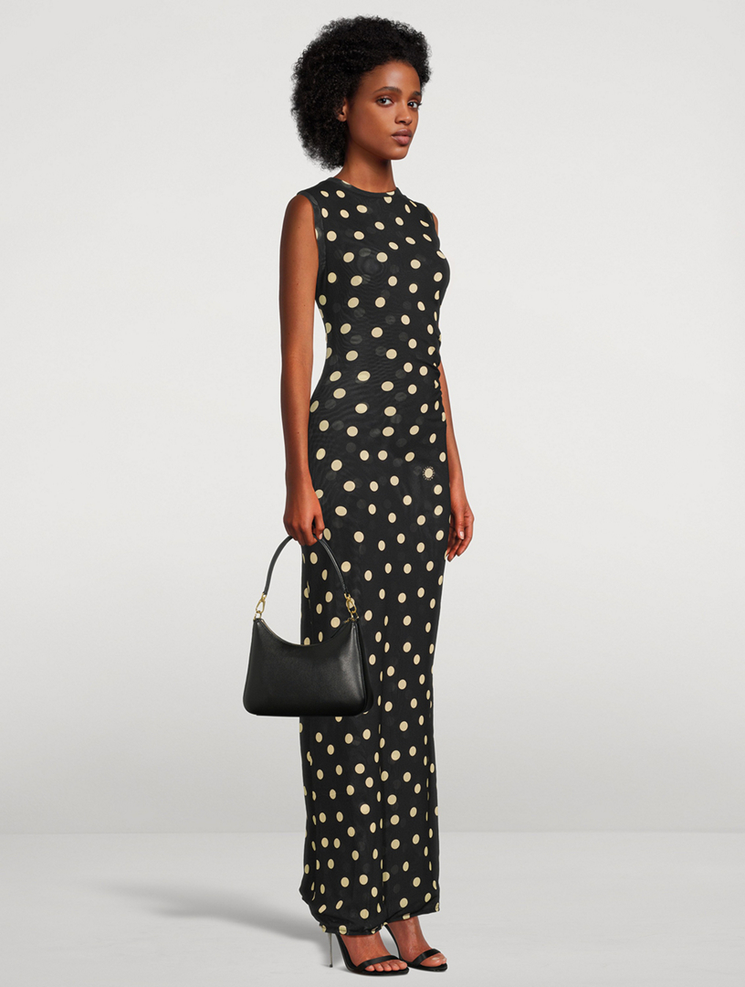 Mesh Maxi Dress In Polka Dot Print