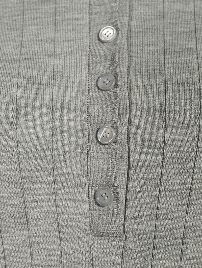 Rib-Knit Polo Sweater