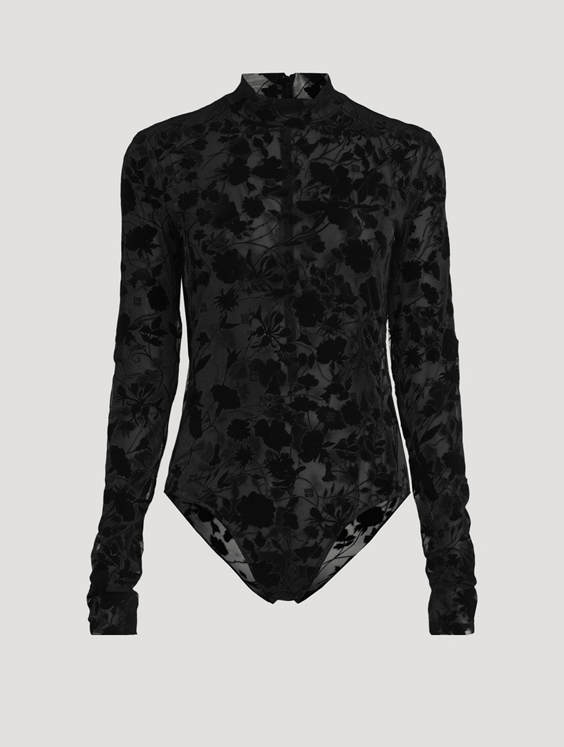 Spotlight Lace-trimmed Stretch-tulle Bodysuit In Very Black