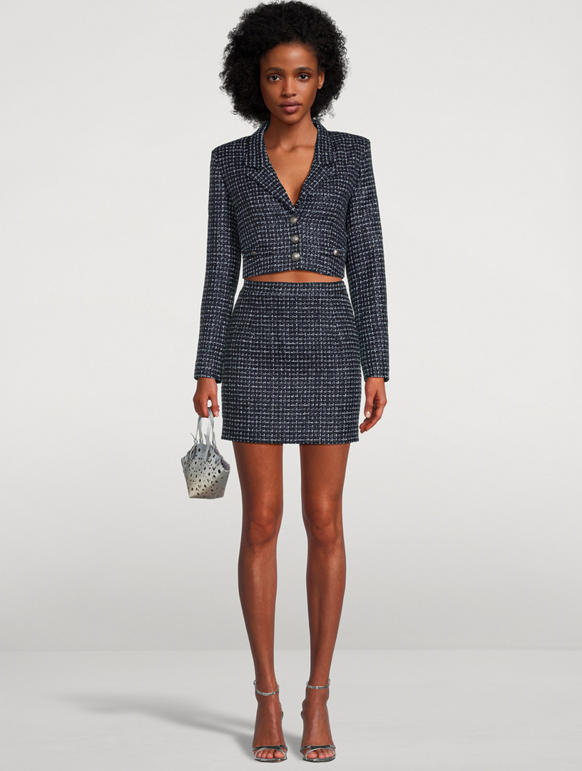 Check Tweed Bouclé Cropped Blazer