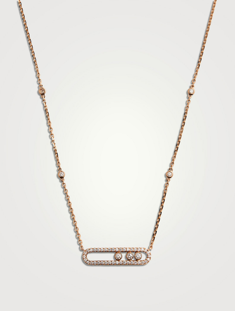 Baby Move 18K White Gold Pave Necklace With Diamonds