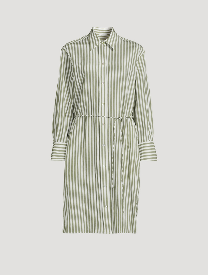 Belted Shirt Dress Stripe Print