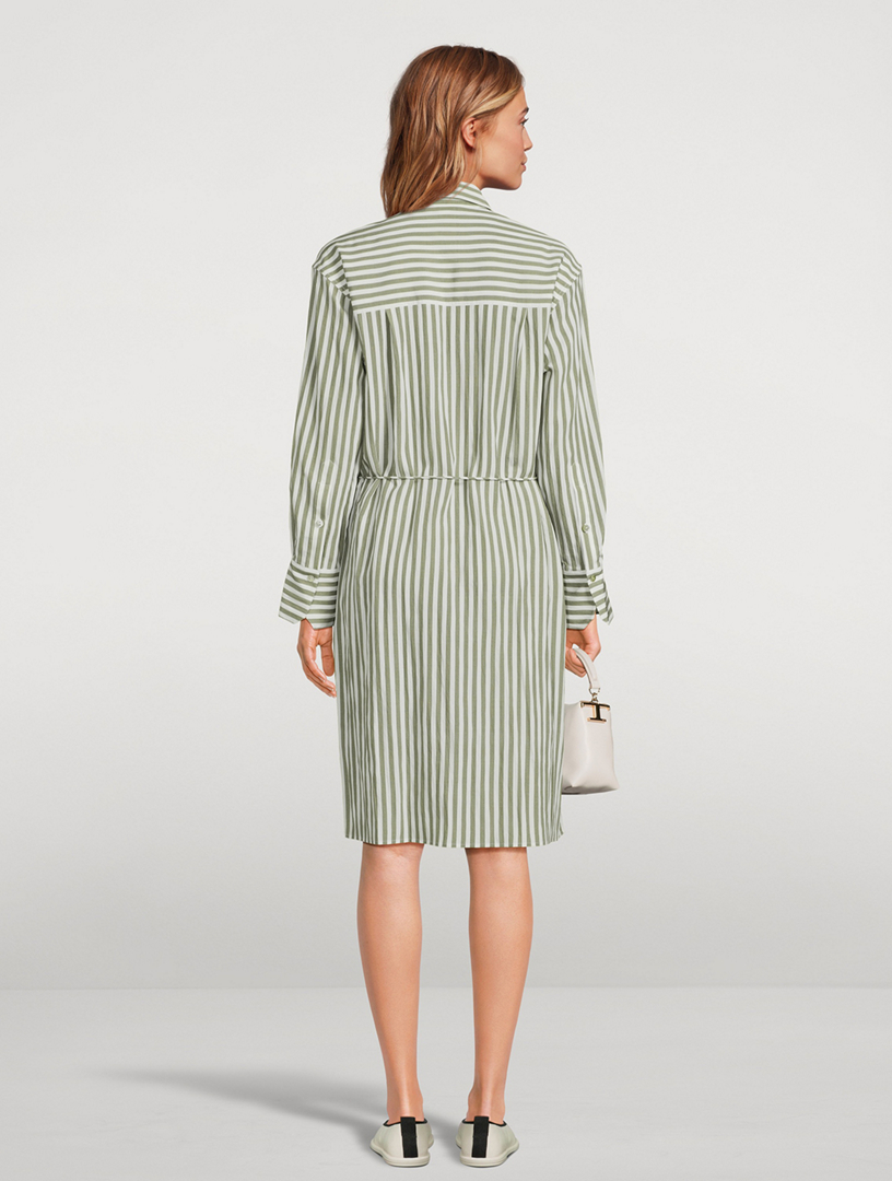 Belted Shirt Dress Stripe Print