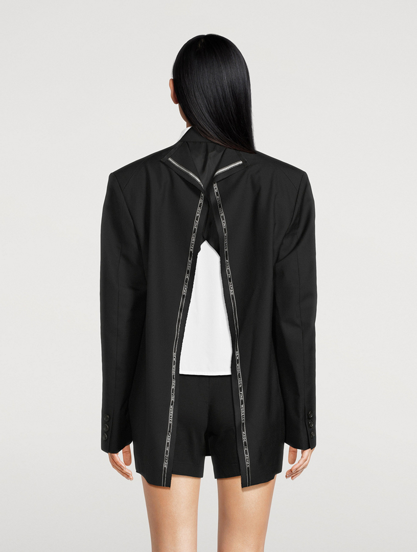 Open-Back Double-Breasted Blazer