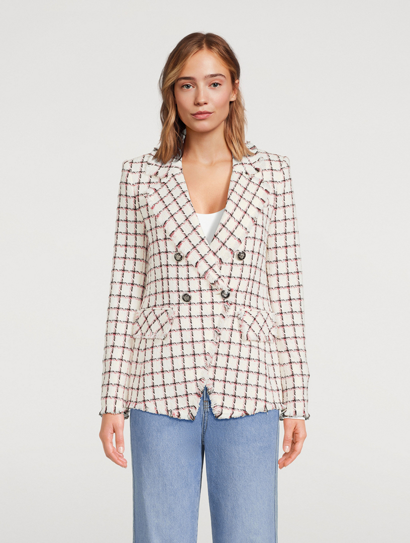 Taja Dickey Double-Breasted Tweed Blazer
