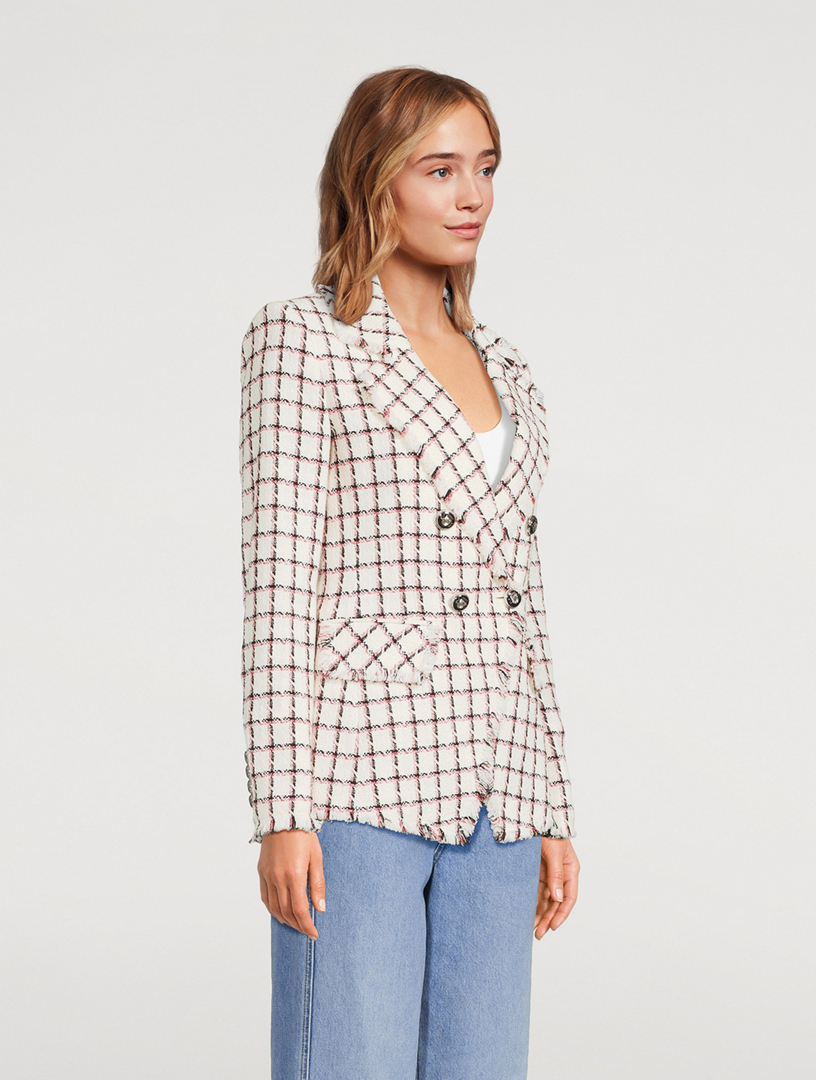 Taja Dickey Double-Breasted Tweed Blazer