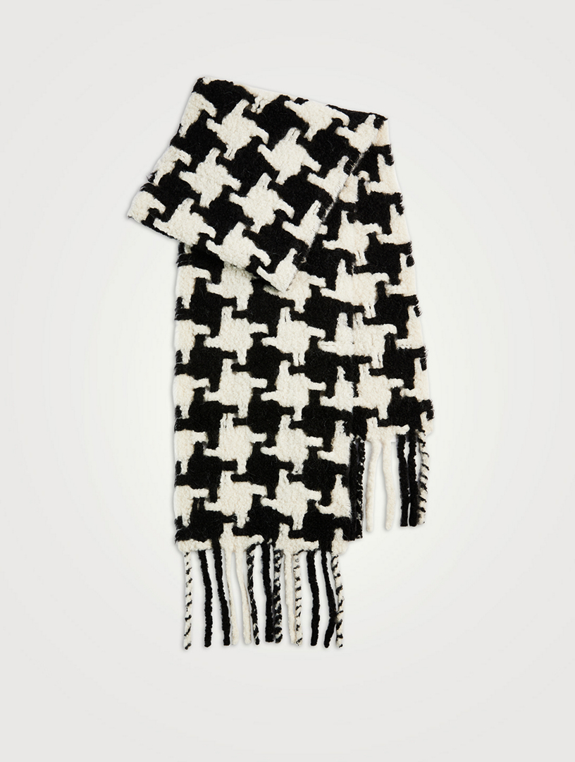 Alpaca Wool Scarf In Houndstooth