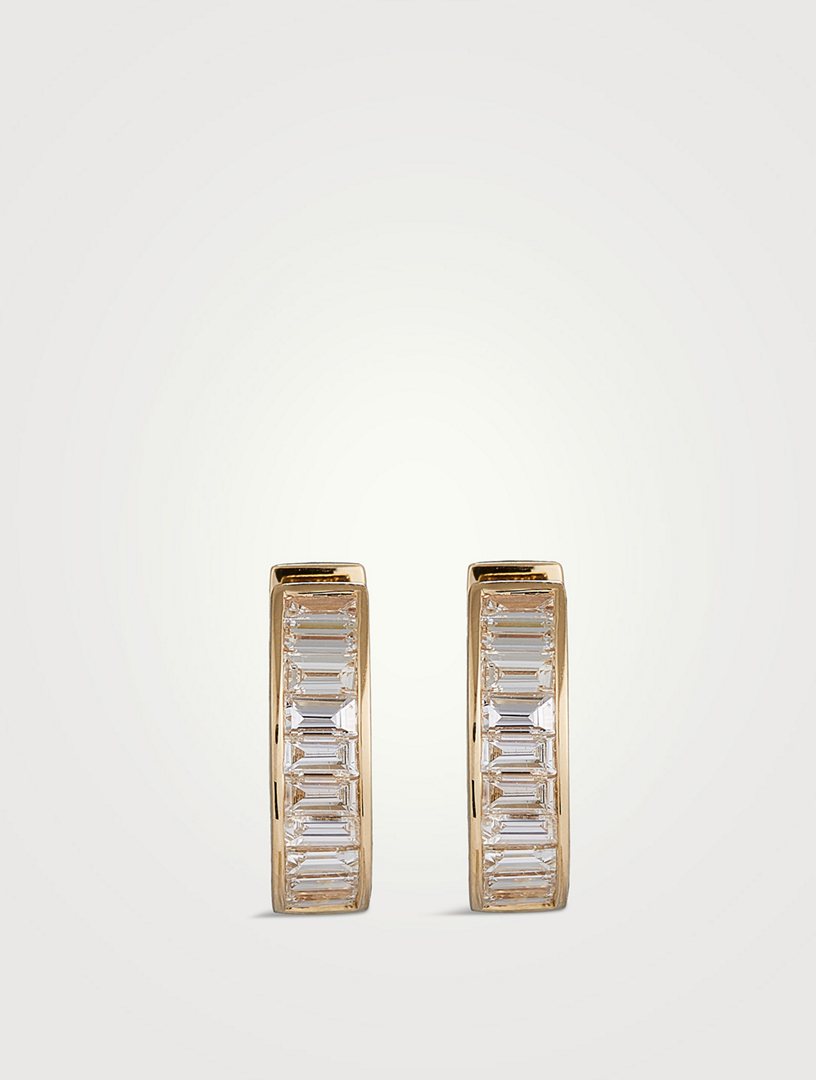 Hannah 18K Gold Huggie Earrings With Diamonds