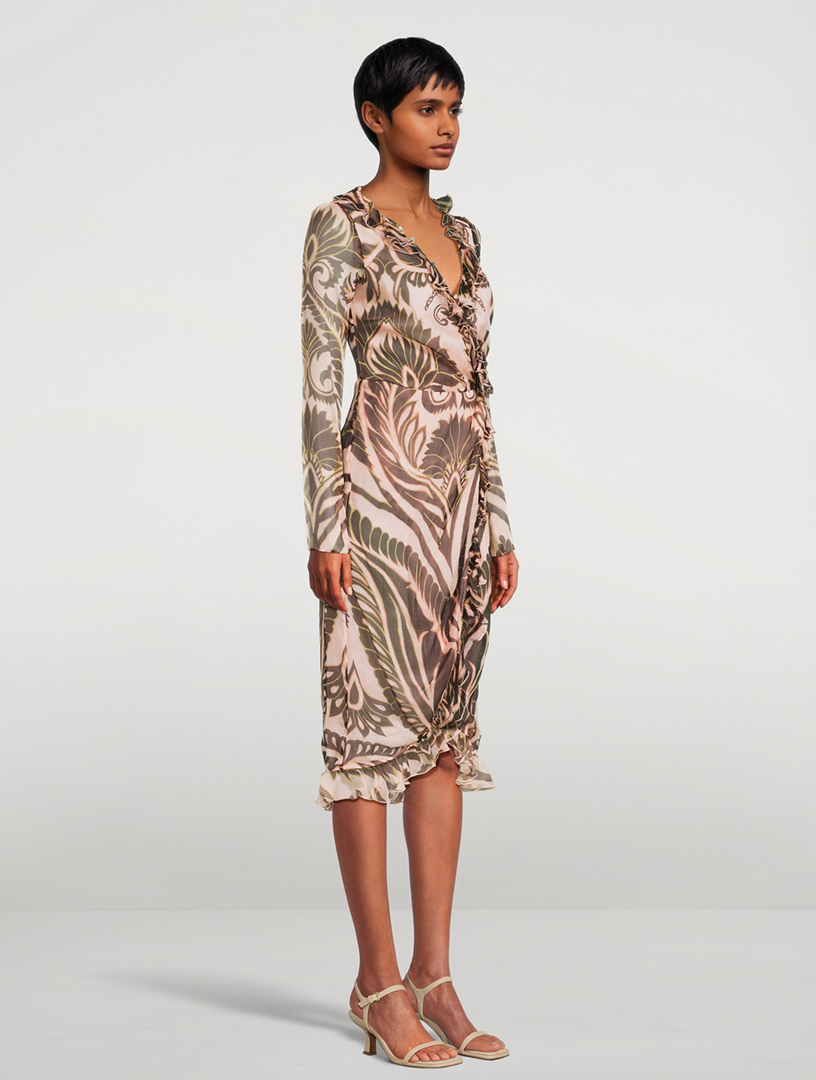 Silk Wrap Dress Angkor Print