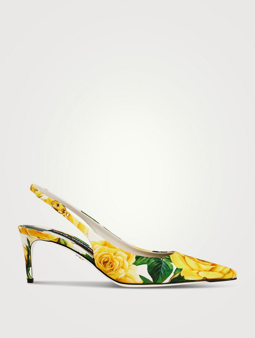 DOLCE & GABBANA Lollo Gabardine Slingback Pumps In Roses Print | Holt ...