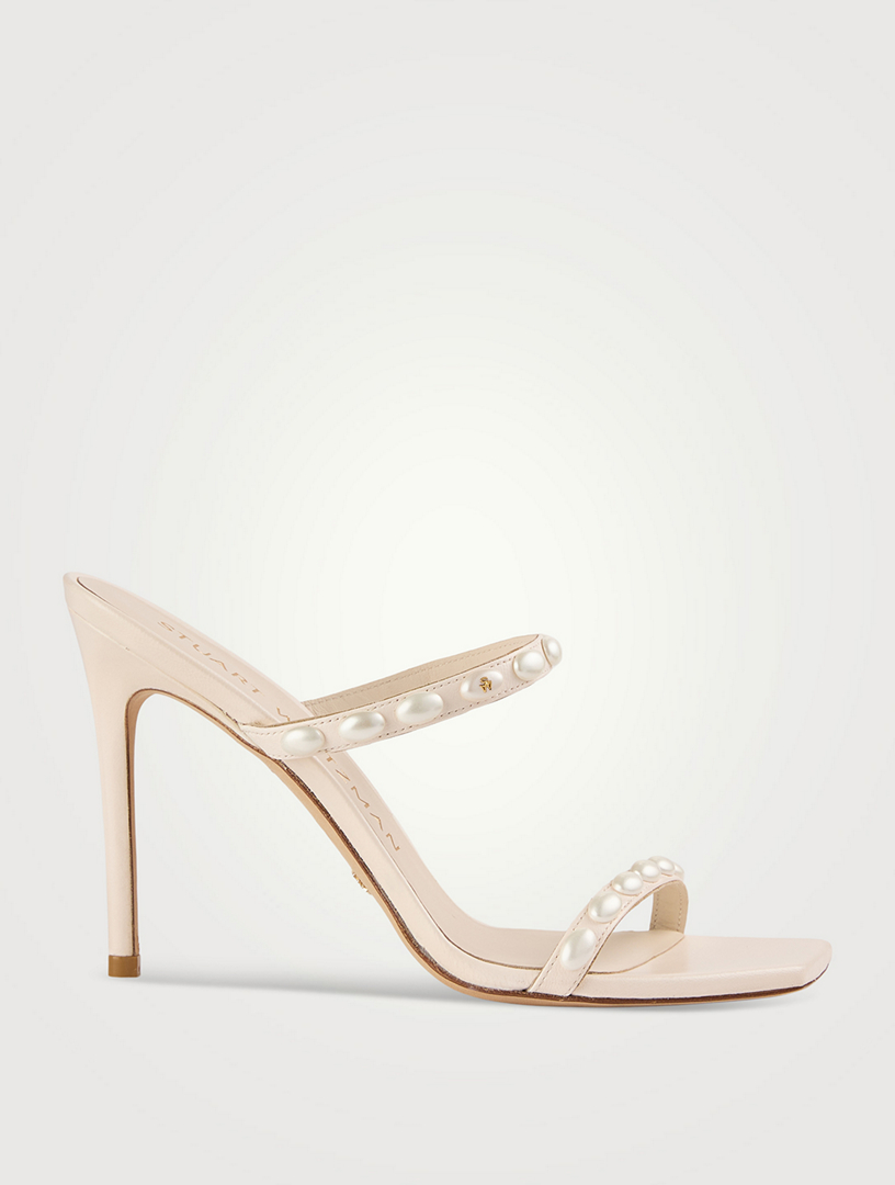 STUART WEITZMAN Aleena Pearlita Leather Mules Holt Renfrew