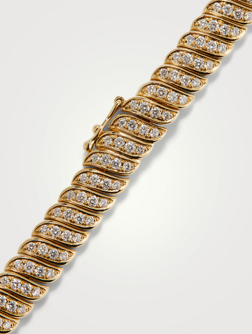 18K Gold Baguette Diamond Choker Necklace