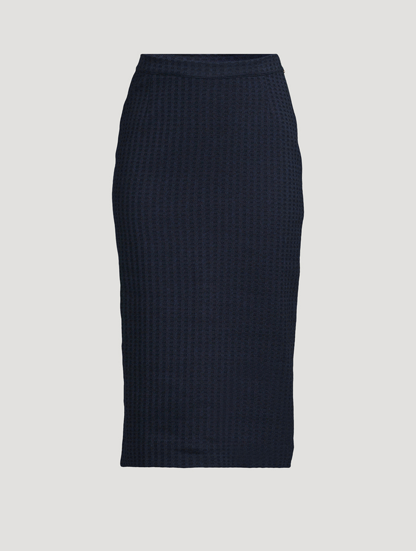 Tonal Check Jacquard Pencil Skirt