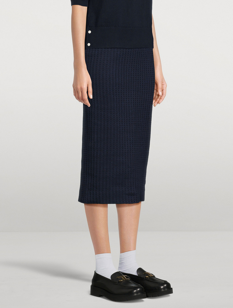 Tonal Check Jacquard Pencil Skirt