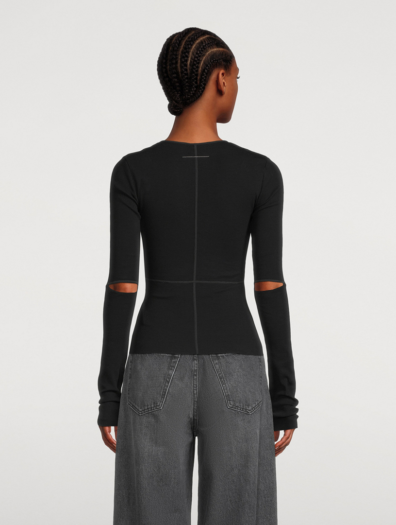 Long-Sleeve T-Shirt With Elbow Slits