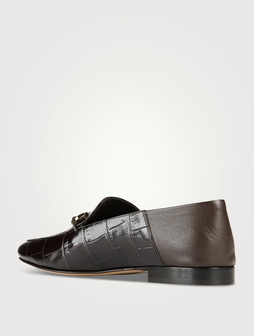 Louis Croc-Embossed Leather Loafers