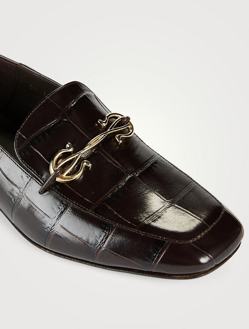 Louis Croc-Embossed Leather Loafers