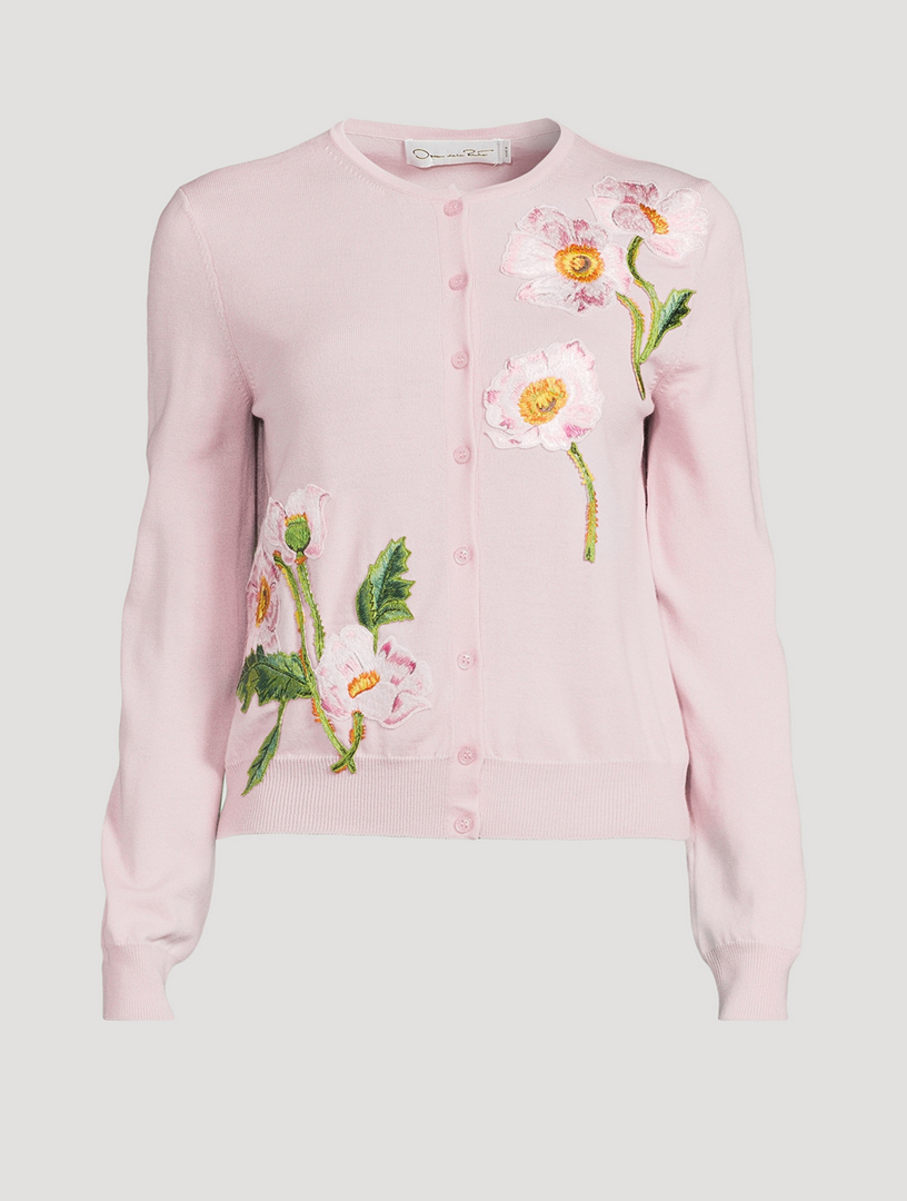Painted Poppies Threadwork Wool Cardigan