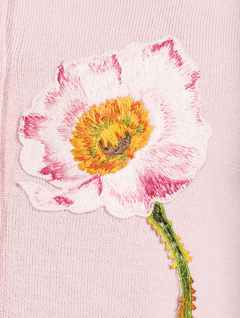 Painted Poppies Threadwork Wool Cardigan
