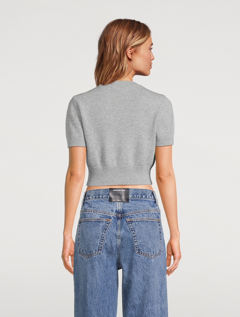 Short-Sleeve Cropped Sweater