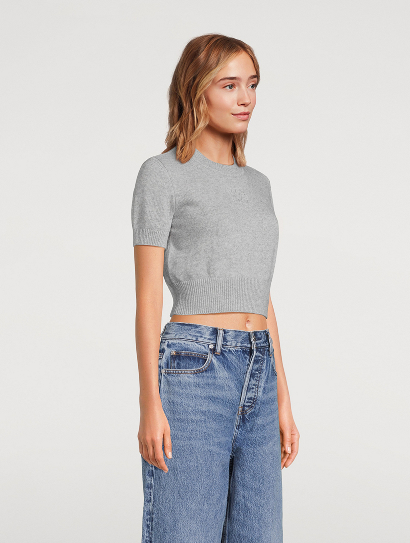 Short-Sleeve Cropped Sweater