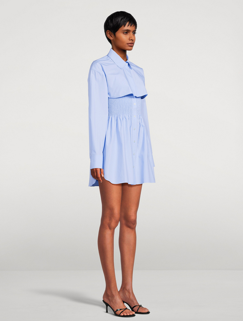 knee length dresses for ladies Smocked Mini Dress With Overshirt