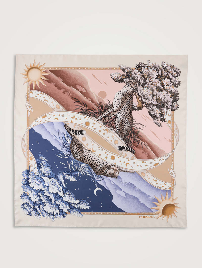 Silk Scarf In Day And Night Print