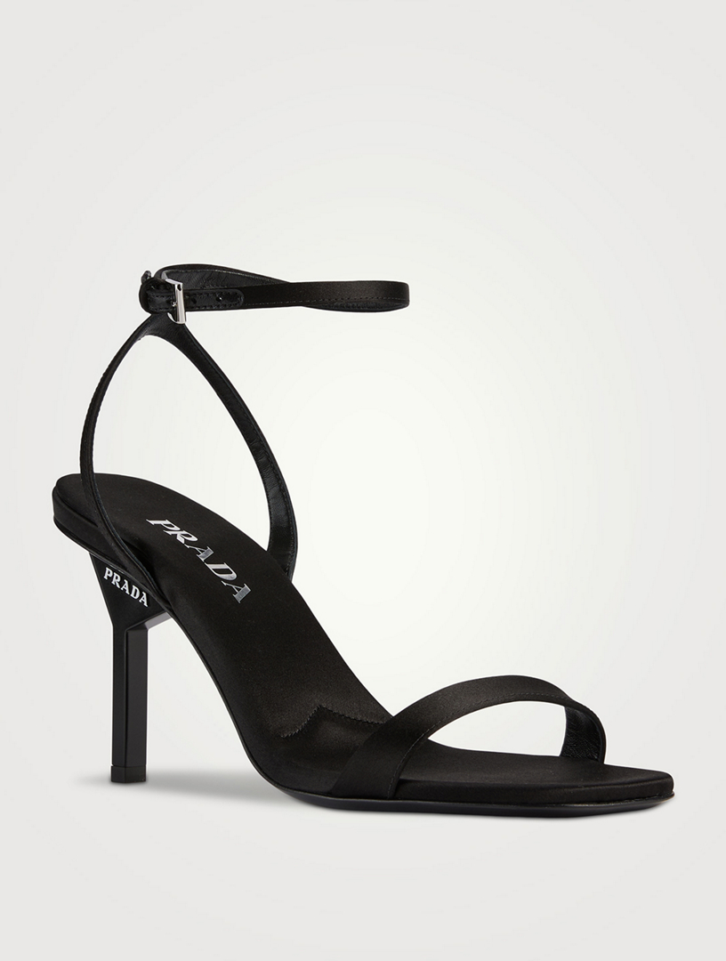 Logo-Heel Satin Sandals