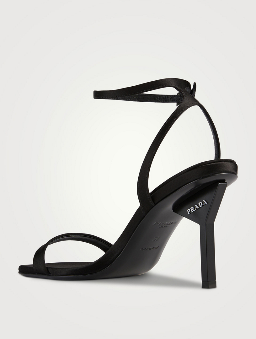 Logo-Heel Satin Sandals