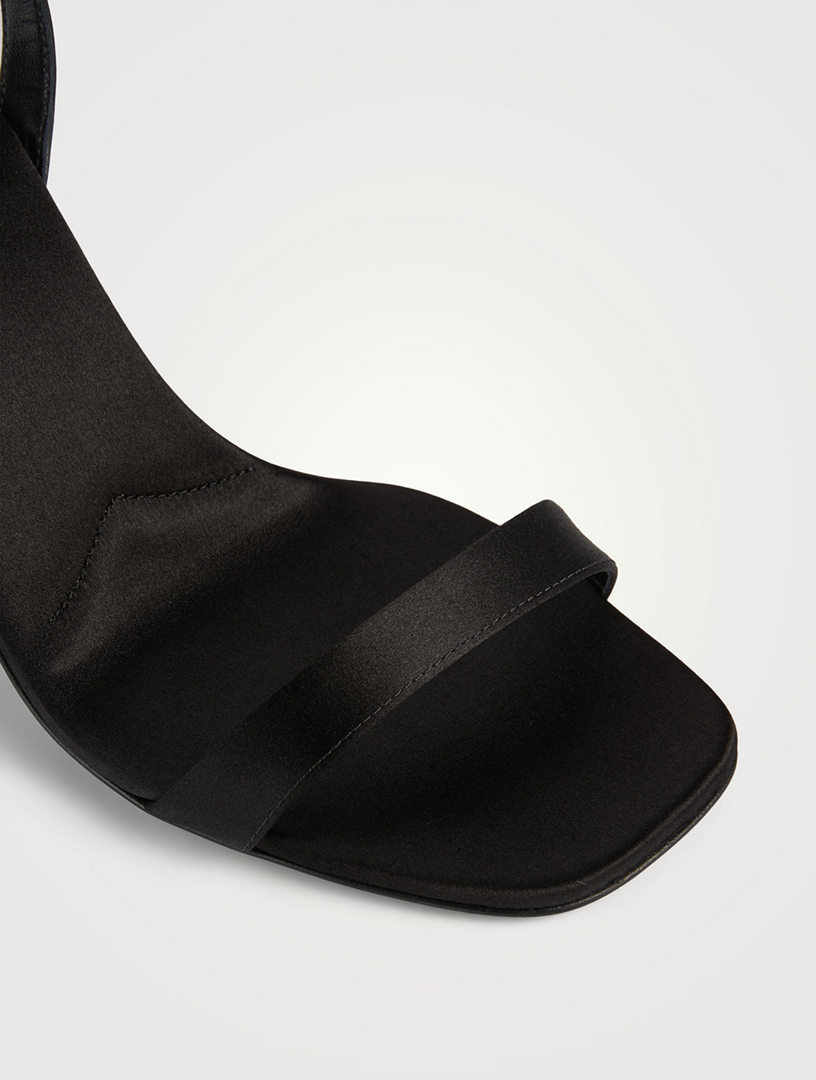 Logo-Heel Satin Sandals