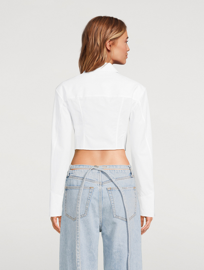 Cropped Poplin Shirt With Boning