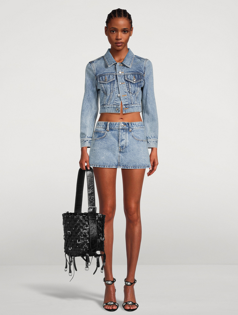ミニスカート Alexander Wang Denim Mini Skirt Denim Mini Skirt In Clear Hotfix in VINTAGE LIGHT INDIGO