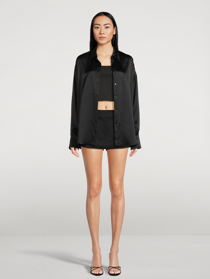 Silk Charmeuse Oversized Shirt With Cut-Out