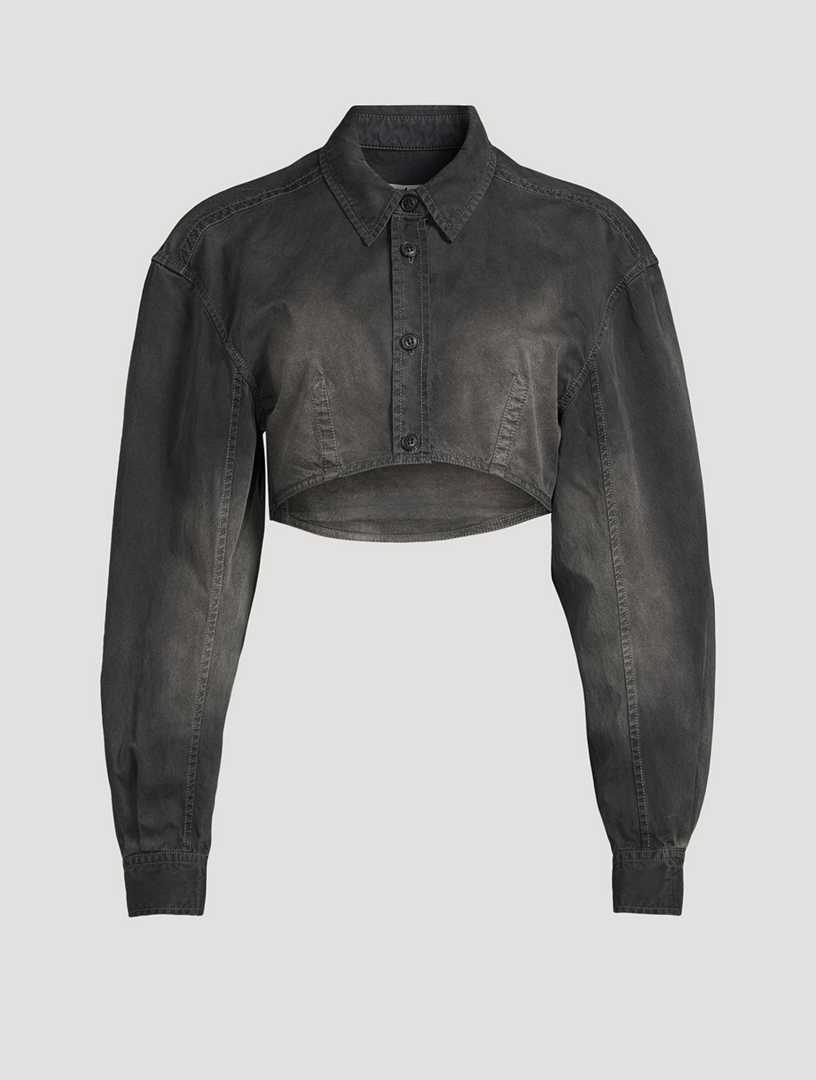 Peached Cotton Curved Crop Shirt