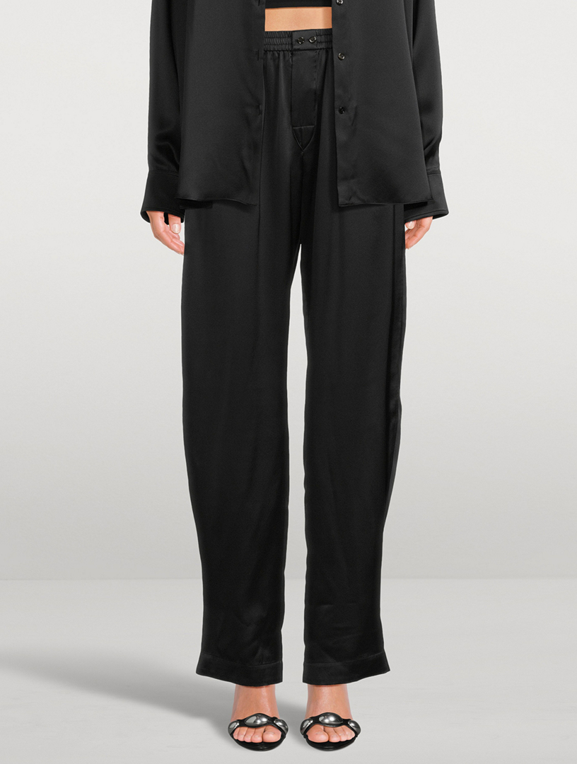 Silk Logo Pants With Cut-Out