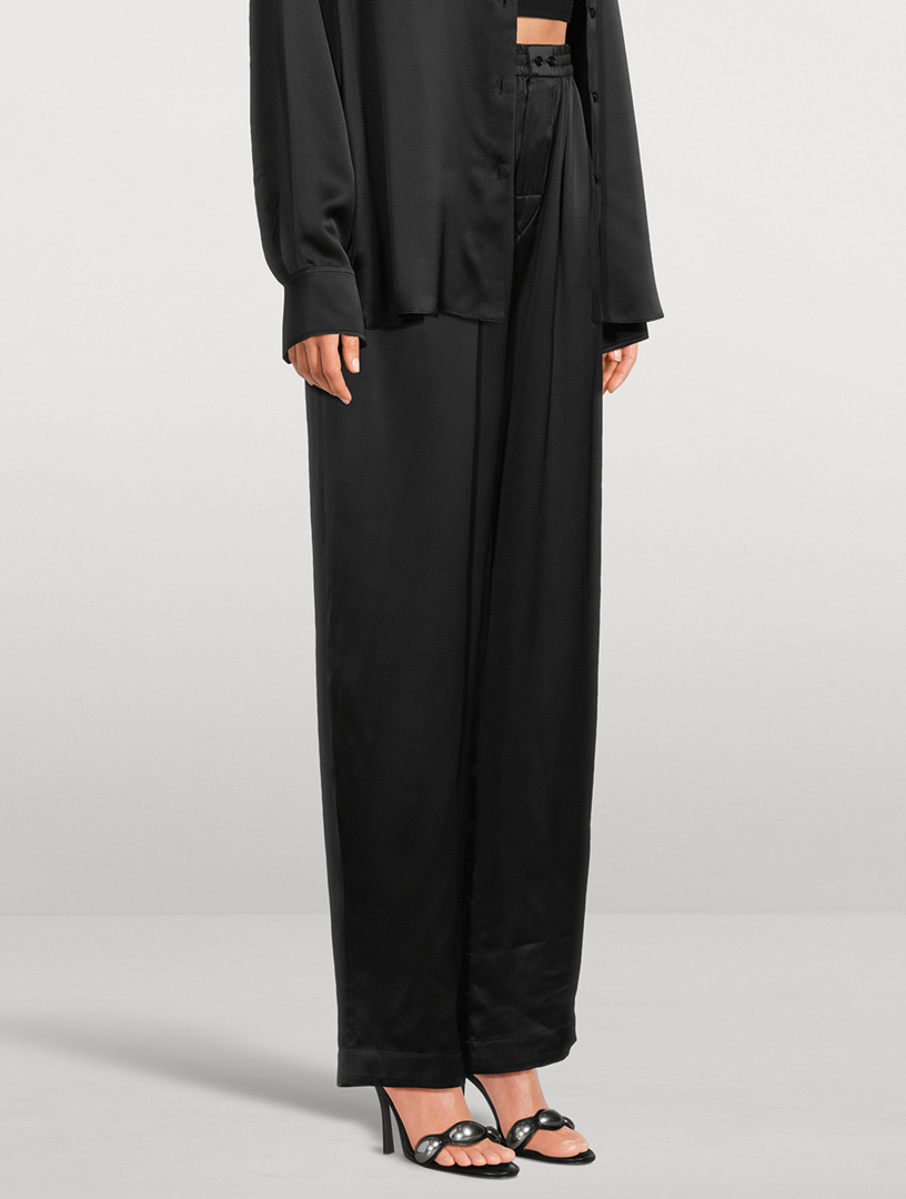 Silk Logo Pants With Cut-Out