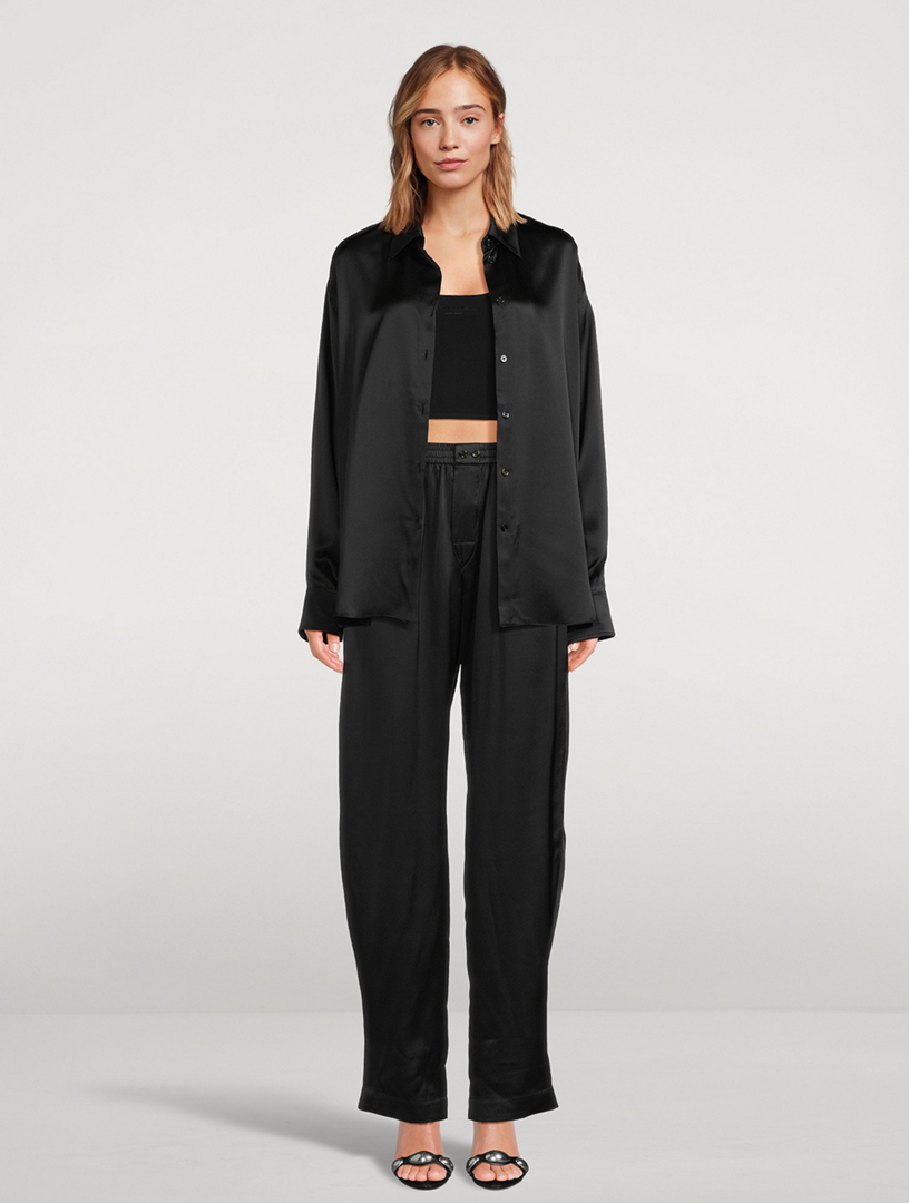 Silk Logo Pants With Cut-Out
