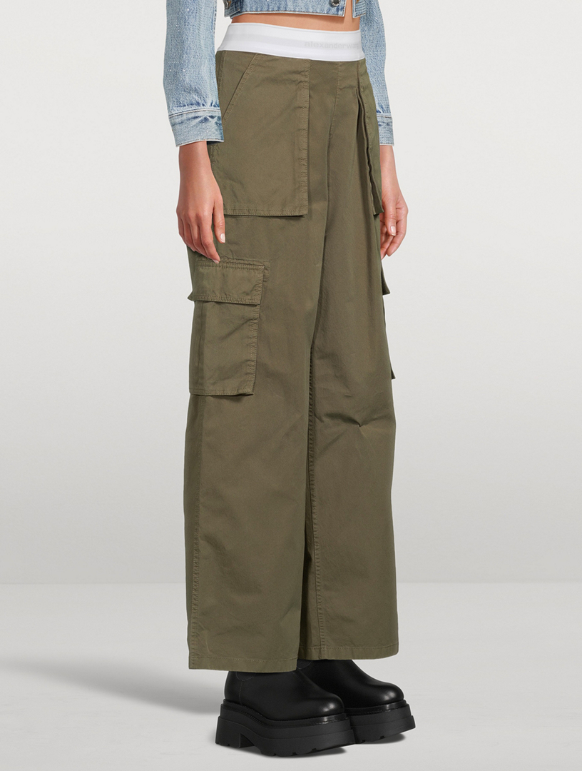 Alexander Wang Rave Logo Waist Cotton Cargo Pants