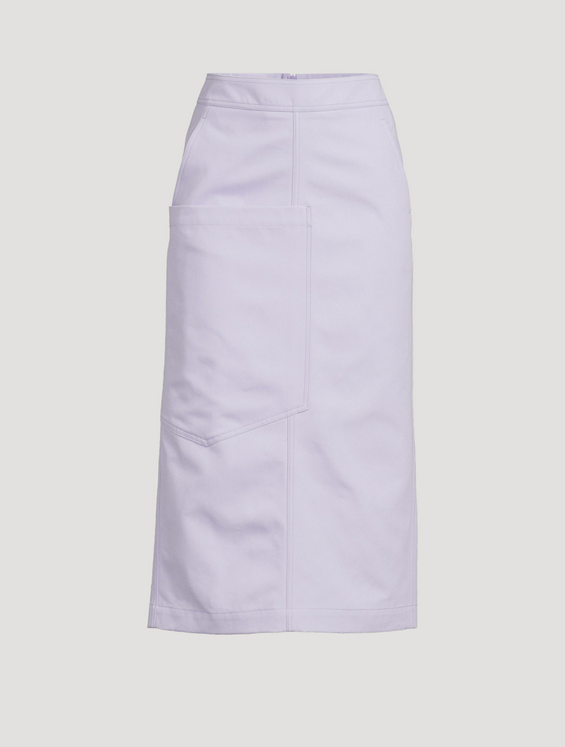 Cotton Gabardine Midi Skirt