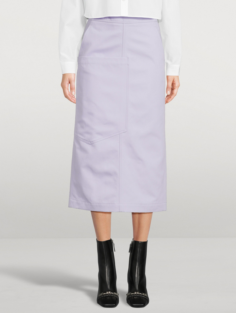 Cotton Gabardine Midi Skirt