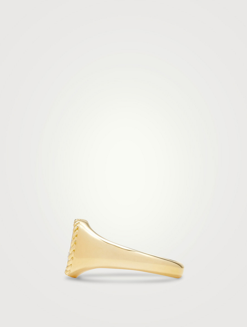 Baby Chevaliere 9K Gold Oval Ring With Diamond