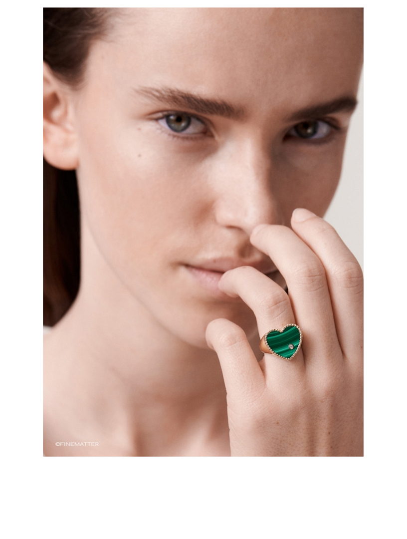 YVONNE LEON Chevaliere 9K Gold Oval Ring With Malachite And 