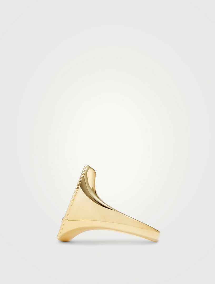 Chevaliere 9K Gold Pear Ring With Turquoise And Diamond