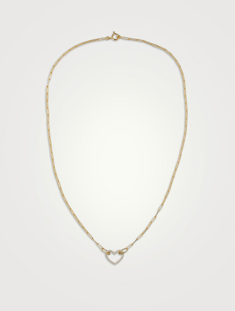Petit Coeur 18K Gold Heart Necklace With Diamonds