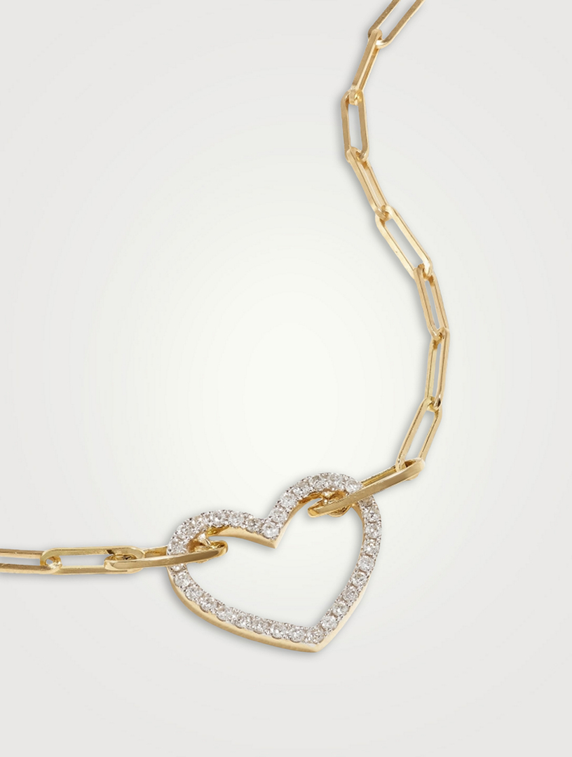 Petit Coeur 18K Gold Heart Necklace With Diamonds