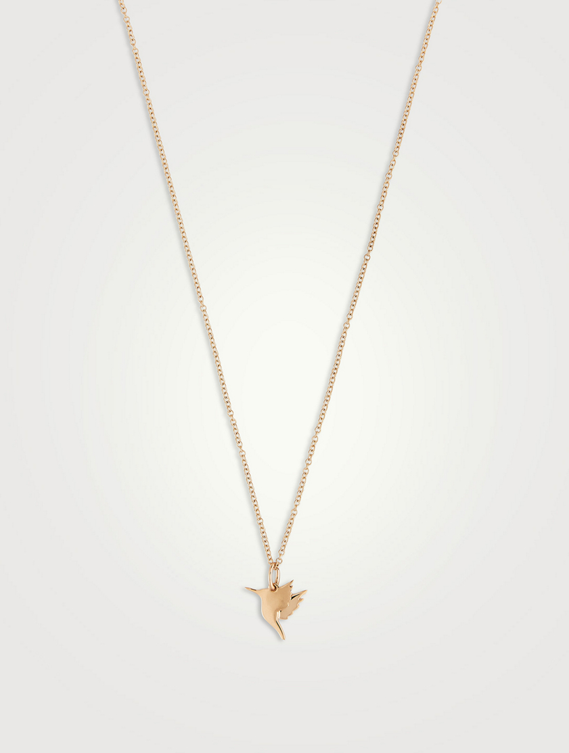 EF COLLECTION 14K Gold Hummingbird Necklace | Holt Renfrew