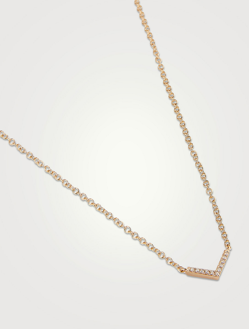 Mini 14K Gold Diamond Chevron Necklace