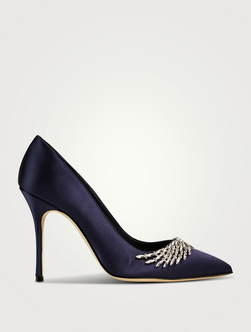 Pluma Crystal Satin Pumps