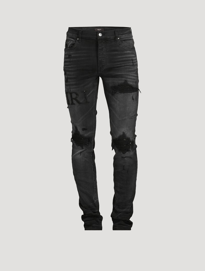 Mens designer best sale black skinny jeans